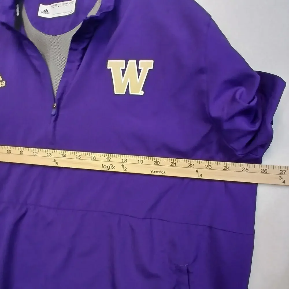 Adidas Washington Huskies XL Purple 1/2 Zip Short Sleeve Pullover Jacket